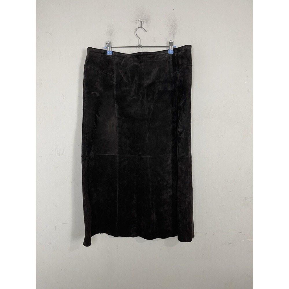 Peck &‎ Peck Womens Skirt 16 Brown Suede Genuine Leather Country Western Capsule